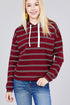 Stripe French Terry Hoodie w/ Drawstring - menochic